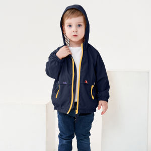 Rolanko Toddler Boys Windbreaker Casual Outerwear Kids Lightweight Zip Hooded Jacket Baby Cute Dust Coat 2-7Year