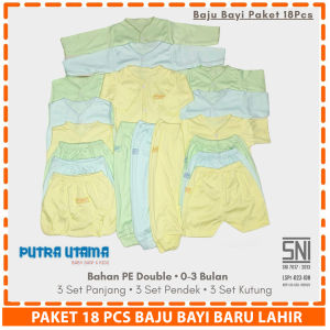 18PCS Paket Baju Bayi Baru Lahir Baju Celana Bayi Baru Lahir Kado Bayi Lahiran Setelan Baju Bayi Paket