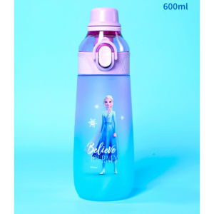 Bình Nước Chí.nh Hãng Dis.ney  Elsa 600ml 2 Chế Độ Uống Tích Hợp Dây Đeo Được Thay Thế Bằng Quai Nhựa Chắc Chắn