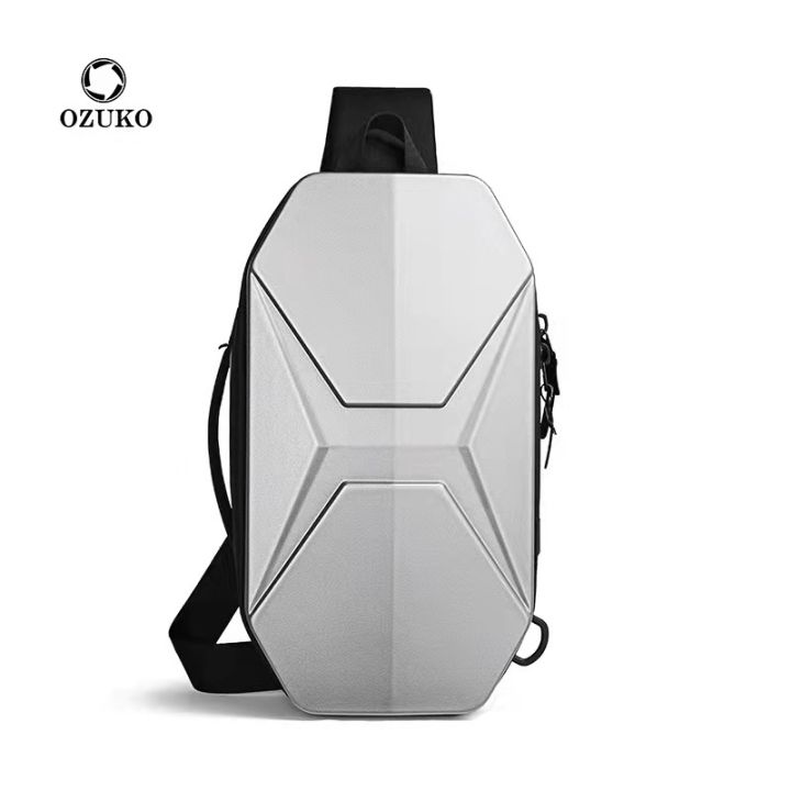 ozuko new chest bag usb anti-theft men's chest bag Korean casual 「men's shoulder bag waterproof Oxford cloth chest bag」 main image 0