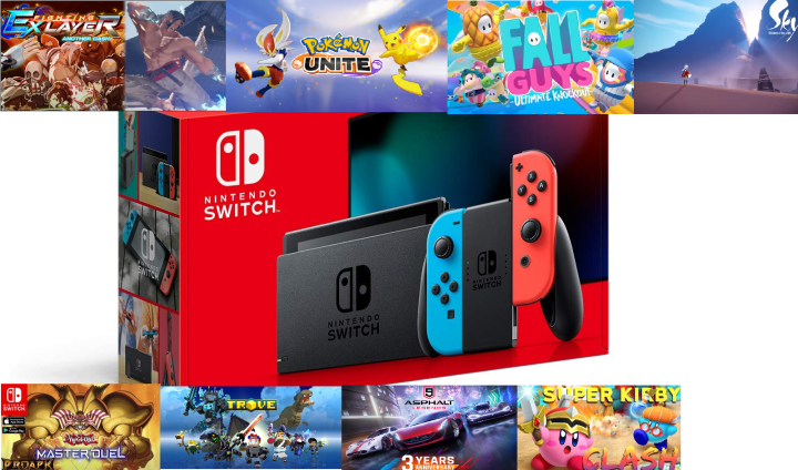 Nintendo Switch V2 Game Console Black with Games, COMPLETE w