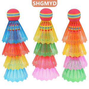 [COD] SHGMYD SPORTS ลูกแบดมินตัน EVA 12ชิ้นขนนกไนลอนสีรุ้งสำหรับเล่นเกมกีฬา