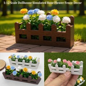MUSASI Tỉ lệ 1:12 Nhà búp bê mô phỏng hoa hồng Sống động như thật 5 màu sắc Trang trí hàng rào hoa Chất lượng cao Hoa giả sống động cho vườn Trang trí nhà búp bê
