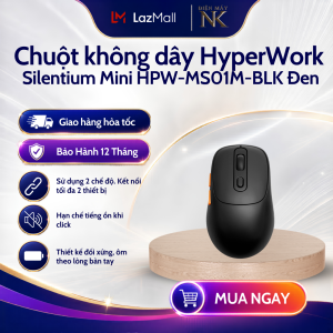 Chuột không dây HyperWork Silentium Mini MS01M | Đen Trắng Xanh Dương - Bảo Hành 12 Tháng