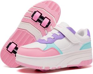 Kids Shoes with Wheels Boys Girls Roller Skate Shoes Wheeled Athletic Sneakers Suitable for Beginners