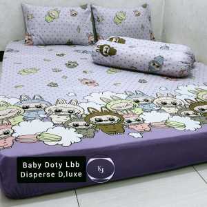Promo SPREI SET LABUBU (Lengkap dengan sarung bantal dan guling )seprai halus lembut T 20CM