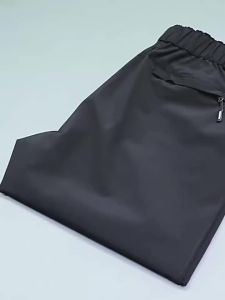 Ice Silk Mens Summer Pants Elastic Waist Straight Leg Trouser Male Quick Dry Big Size Large Plus Stretch 6XL 7XL Work Outdoor