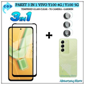 Paket 3 in 1 Tempered Glass Vivo Y100 4G Y100 5G Anti Gores Kaca Full Layar AntiGores Camera Garskin