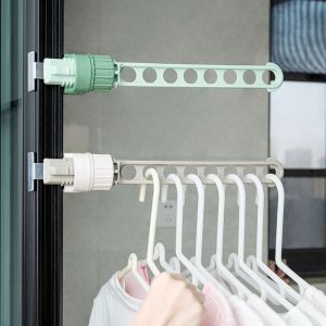 LIANG 1PC Sturdy 8-holes Portable Clothes Rail Drying Rack Clothes Rack Window Frame Hanger