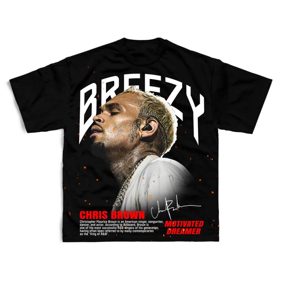 CHRIS BROWN Tops Tees black Street style T shirt Graphic cotton