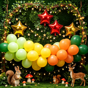 64pcs balloon set birthday-themed balloons with star-shaped foil suitable for autumn harvest decorations outdoor picnic parties Thanksgiving decorations birthday parties indoor and outdoor decoration party balloon decor.