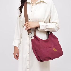 Multi-compartment shoulder handbag for women casual new fashion large-capacity travel simple tote canvas mommy bag