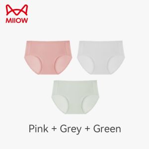 Miiow 3-Pack Womens Cotton Briefs Seamless Mid-Rise Skin-friendly & Antibacterial