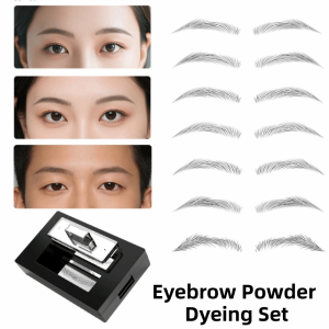 JON09 Portable Eyebrow Powder Dyeing Set Waterproof Delicate Shape Eyebrow Seal Stamp Easy to Use Quick Make Up Natural Impression Eyebrow Print Pad for Perfect Eyebrow Makeup