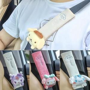 Sanrio My Melody Cinnamoroll Kuromi Car Seat Belt Protector Cartoon Anime Character Doll Accessories Car Kawaii Decoration Gift
