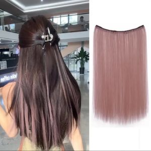 BAGUO Tổng hợp Bộ tóc giả nhuộm đa năng 4 kẹp Kẹp vào Kiểu Tóc Thẳng Dài Tự làm Nối tóc Tóc giả màu mảnh Dành cho Nữ