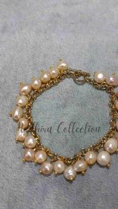 Gelang Rantai+Mutiara Air Tawar Asli