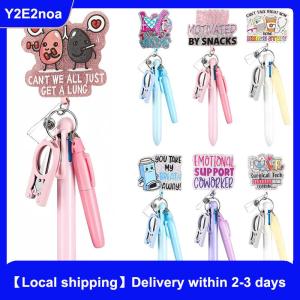【Local shipping】 5in1 Nurse Pen Set Retractable ID Badge Clip Reels Holder Name Holder Keychain Ballpoint Pen Folding Scissors For Nursing Doctor