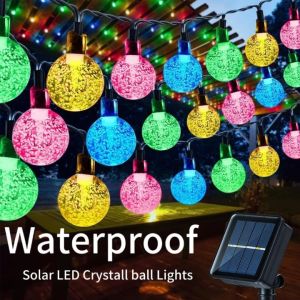 Solar Globe Bulb String Lights Waterproof Outdoor 30 LED Fairy Lights with 8 Lighting Modes Garden Patio Yard Balcony Christmas Holiday Party Wedding Decoration
