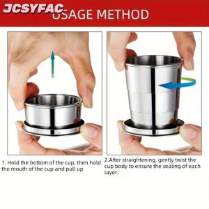JCSYFAC 250ml thép không gỉ gấp Cốc du lịch ngoài trời cắm trại di động ráp cốc nước với Keychain có thể thu vào tách trà