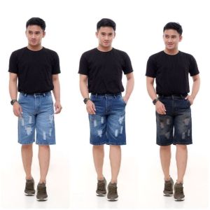 Celana Jeans Pendek Sobek Pria Wisker Jeans Pendek Ripped Robek Pria Premium Distro / Jeans Pendek Pria Robek / Ripped jeans shortpants