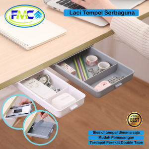 Laci Tempel Bawah Meja Kotak Serbaguna Tempat Aksesoris Alat Tulis Penyimpanan Kolong Meja Serbaguna