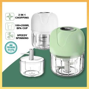 250ML Mini Electric Garlic Chopper USB Meat Grinder Garlic Masher Machine Sturdy Durable Vegetable Crusher Kitchen Tool Pengisar Bawang Serbaguna 蒜米搅拌器