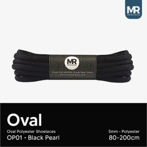 MR Shoelaces OP01 Hitam (Black) Tali Sepatu Polyester Oval 5mm - Panjang Tali 80cm 90cm 100cm 120cm 130cm 150cm 180cm 200cm untuk Sneakers Olahraga - Premium Shoelace