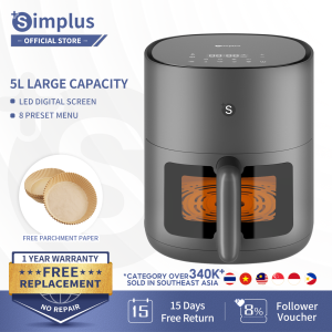 Simplus Air Fryer 5L Large Capacity 1450W Power Digital Screen Control Viewable Window Multi-functional for Household Use Micro-steam Function GEN-S C1 Pro