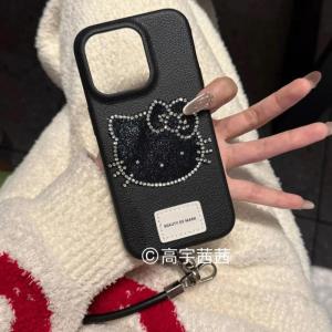 Christmas Gift Halloween Hot Miniso Iphone Set with Diamonds 16/15/14Promax Protective Shell Kawaii Hello Kitty Anime Fall Prevention Mobile Phone Shell