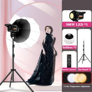 500W LED ไฟถ่ายรูป ไฟไลฟ์สด ไฟสตูดิโอ with 65cm Lantern Softbox & Tripod Stand for Photo Video Photography Live Stream