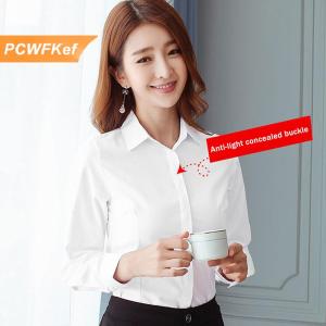 【PCWFKef】 Thời Trang Phụ Nữ Áo Sơ Mi Trắng Đen Dài Tay Áo Chuyên Nghiệp Áo Sơ Mi Trang Phục Chính Thức Kích Thước Lớn Làm Việc Quần Áo OL Nút Womens Tops