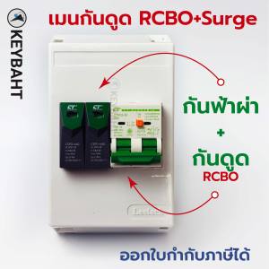 ชุดเมนเซอร์กิตเบรกเกอร์กันดูดRCBOและตัวกันฟ้าผ่า Surge protection พร้อมกล่องพลาสติก