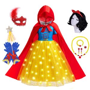 Live Action Snow White Dress With Cloak Girls Luxury Princess Costume Halloween Carnival Party Outfits Kids Novely Tulle Frocks