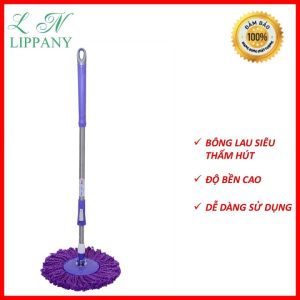 Cây lau nhà mâm tròn xoay tự vắt tay nhựa