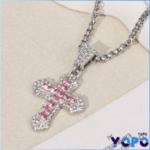 YoPo Cross Pendant Necklace Cross Zircon Pendant Mens and Womens Gift Men Women Jewelry
