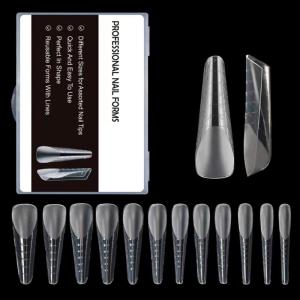 UV Gel Nail Mold Full Cover Fasle Nail Tips Clear Duals Forms Acrylic Nail System Manicure Pedicure Tool for Poly Tip