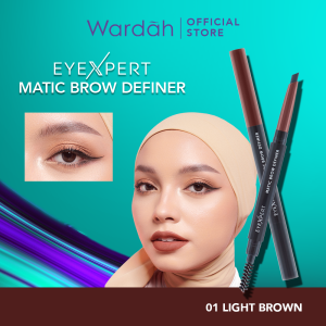 WARDAH Eye Brow EyeXpert Matic Brow Definer - Pensil Alis Anti Air dan Tahan Lama Hingga 8 Jam - Mudah Digunakan dengan Teksur Powdery - Wudhu Friendly - Makeup