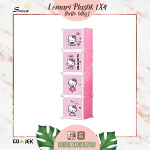 LEMARI PLASTIK/ LEMARI PORTABLE/ LEMARI SUSUN/ LEMARI ANAK/ LEMARI SERBAGUNA/ LEMARI KARAKTER/ LEMARI 1x4 - HELLO KITTY SHENAR