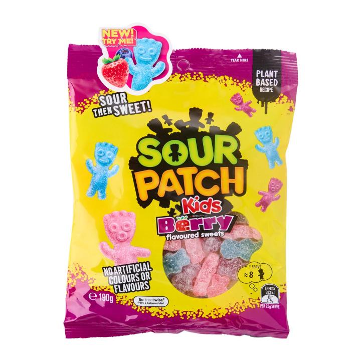 The Natural Confectionery Co. Sour Patch Kids Plant-Based Berry 190G ...