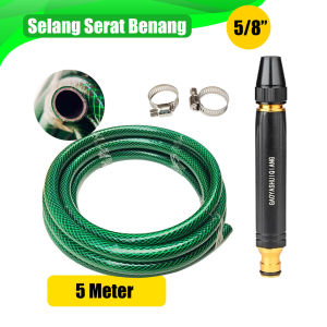 TITIK TIGA  -  Paketan Selang Air 5/8" Semprotan New Semprot Taman Cuci Mobil Motor - Selang Air Serat Benang Cuci Motor Mobil 2MM - Selang Air Plus Nozzle Semprotan Model Hitam