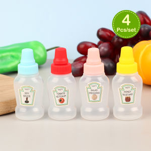 🔥🔥🔥Aofulai 4Pcs set Mini Sauce Bottle Ketchup Honey Salad Containers Bottles Portable Sauce Jars Storage Lunch Box Dressing Dispensers