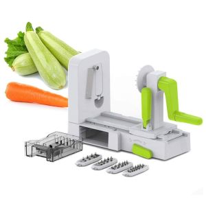 LITUILI 4 lưỡi Dụng cụ Xoắn rau củ Đa chức năng Hướng dẫn sử dụng Máy làm mì ZUCCHINI Dễ lau chùi Đế hút Dụng cụ nạo tay quai Tây