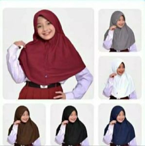 Hijab Anak Sekolah TK-SD dan SMP/Kerudung Sekolah SD/Seragam Sekolah - Hijab Sekolah Ceria - Bahan Kaos PE Super Lembut - Model Simpel dan Cantik - Variasi Merah untuk SD, Variasi Navy untuk SMP, Hijab Pramuka Coklat (IMPORT)