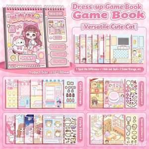 43pcs Cute girl Dressup Stickers Cartoon Children Stickers Paste Stickers Book Dressup Show Hundred Changes Makeup Stickers Fun