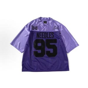 Japanese Style Trendy Dropshipping NEEDLES*BEAMS Co-branded Mesh Embroidered Butterfly Jersey Short Sleeve T Shirt