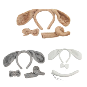 for Creative Plush Animal Hair Hoop Dog Ears Headband + Bow + Tail Set Dog Ears Hair Hoop for Birthday Party Gatherings