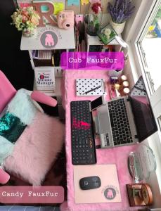 Faux Fur COVER in Pastel Colors  FOR Table/Vanity/Cabinets/Display Rack/Organizer/Computer or Gamer Table ETC.