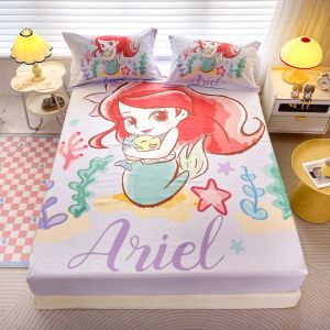 Dansunreve Elsa Fitted Sheet Disney/Marvel Series Snow White Bedsheet Single/Queen/King Cartoon Mattress Protector