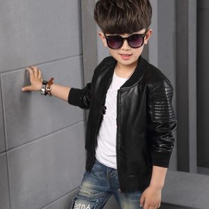 Boys Coats Autumn Winter Fashion Korean Childrens Plus Velvet Warming Cotton PU Leather Jacket For 3-8Y Kids Jacket Outerwear2026